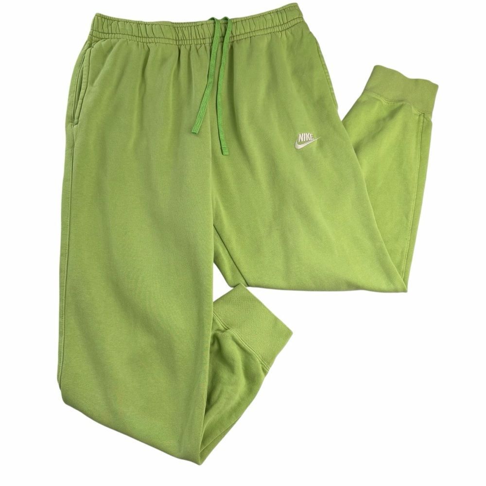 Nike Mens lime Green Standard Fit Taper Leg Regular Length Sweatpants medium